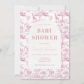 Pink Chinoiserie Toile de Jouy Baby shower Kaart (Voorkant)