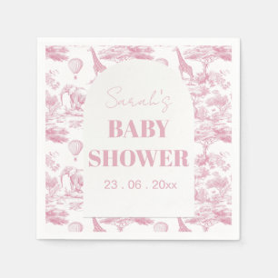 Pink Chinoiserie Toile de Jouy Baby shower Servet