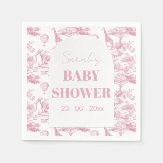 Pink Chinoiserie Toile de Jouy Baby shower Servet (Voorkant)