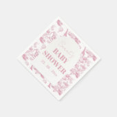 Pink Chinoiserie Toile de Jouy Baby shower Servet (Hoek)