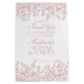 Pink Chinoiserie Vintage Floral Bridal Shower Medium Cadeauzakje (Achterkant)