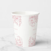 Pink Chinoiserie Vintage Floral Wedding Papieren Bekers (Links)