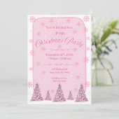 Pink Chirstmas Party Invitation Kaart (Staand voorkant)