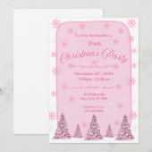 Pink Chirstmas Party Invitation Kaart (Voorkant / Achterkant)