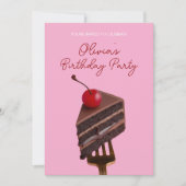 Pink Choco Cherry Cake 21st Birthday Invitation Kaart (Voorkant)