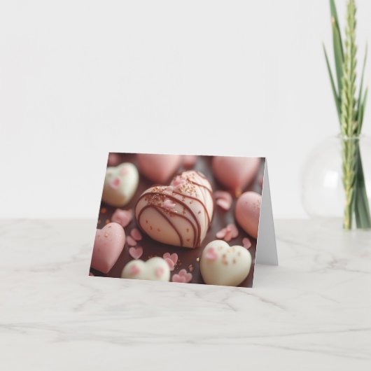 Pink Chocolate Hearts Valentijns's Groet Kaart (Voorkant)