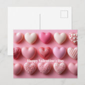 Pink Chocolate Hearts Valentine`s Day Card Briefkaart (Voorkant / Achterkant)