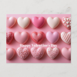 Pink Chocolate Hearts Valentine`s Day Card  Briefkaart