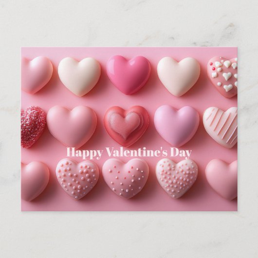 Pink Chocolate Hearts Valentine`s Day Card Briefkaart (Voorkant)