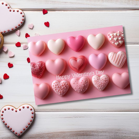 Pink Chocolate Hearts Valentine`s Day Card Kaart