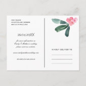 PINK CHRIST THORN BLOOM WATERVERF BEWAREN DE DATUM AANKONDIGINGSKAART (Achterkant)