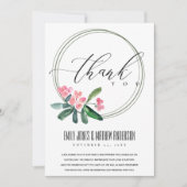 PINK CHRIST THORN CACTI BLOOM WATERVERF WEDING BEDANKKAART (Voorkant)