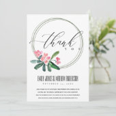 PINK CHRIST THORN CACTI BLOOM WATERVERF WEDING BEDANKKAART (Staand voorkant)