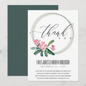 PINK CHRIST THORN CACTI BLOOM WATERVERF WEDING BEDANKKAART (Voorkant / Achterkant)