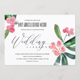 PINK CHRIST THORN CACTI BLOOM WATERVERF WEDING KAART