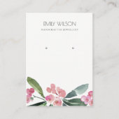 PINK CHRIST THORN GREEN PEONY EARRING DISPLAY VISITEKAARTJE (Voorkant)