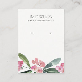 PINK CHRIST THORN GREEN PEONY EARRING DISPLAY VISITEKAARTJE