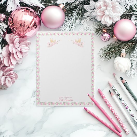 Pink Christmas Angels | Personalized Notitieblok