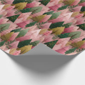 Pink Christmas Art with Gold Branches Cadeaupapier (Hoek)