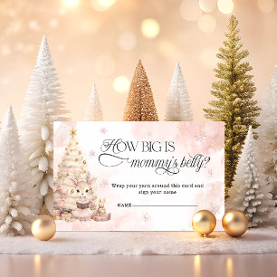 Pink Christmas Baby Deer Hoe groot is mama's buik Informatiekaartje