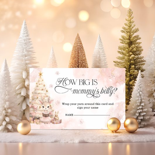 Pink Christmas Baby Deer Hoe groot is mama's buik Informatiekaartje