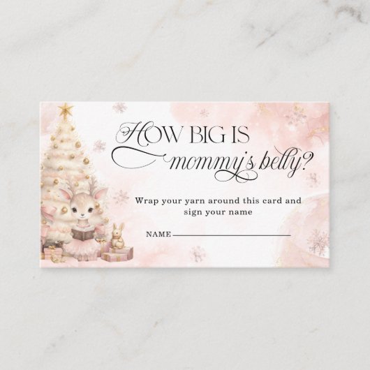 Pink Christmas Baby Deer Hoe groot is mama's buik Informatiekaartje (Voorkant)