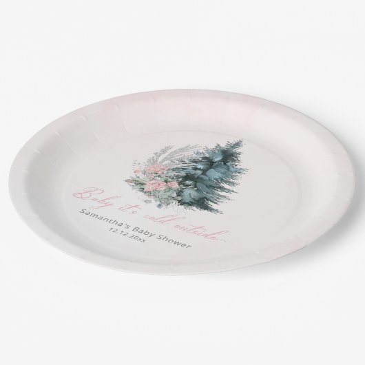 Pink Christmas Baby its cold outside  Papieren Bordje (Gekanteld)