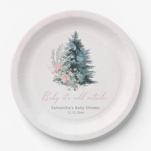 Pink Christmas Baby its cold outside  Papieren Bordje (Voorkant)