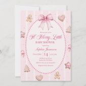 Pink Christmas Baby Shower Invitation Kaart (Voorkant)