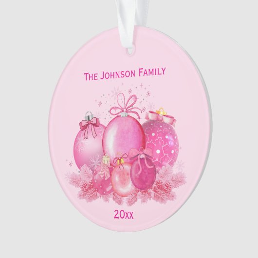 Pink Christmas Balls Ornament  (voorkant)