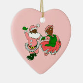  pink christmas black santa claus wife  keramisch ornament (Rechts)