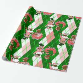 pink christmas black santa wife plaid  cadeaupapier