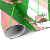 pink christmas black santa wife plaid  cadeaupapier (Rol Hoek)