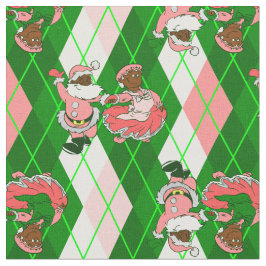 pink christmas black santa wife plaid  stof