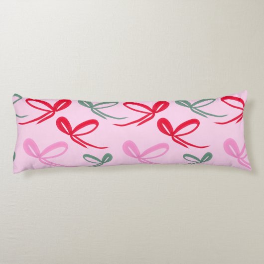 Pink Christmas Bows Reversible Color Lichaamskussen (Achterkant)