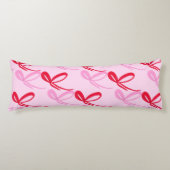 Pink Christmas Bows Reversible Color Lichaamskussen (Voorkant)