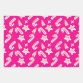 Pink Christmas- Candy Canes, Stars & Trees Pattern Inpakpapier Vel (Voorkant 2)