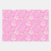 Pink Christmas- Candy Canes, Stars & Trees Pattern Inpakpapier Vel (Voorkant)