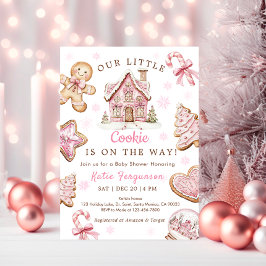 Pink Christmas Cookie Baby shower Girl Kaart