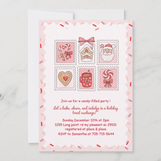 Pink Christmas Cookie Exchange Kaart (Voorkant)