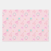 Pink Christmas Coquette Bow Seamless Pattern Inpakpapier Vel (Voorkant)