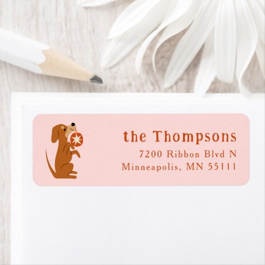 Pink Christmas Dog Retouradres Etiket (Insitu)