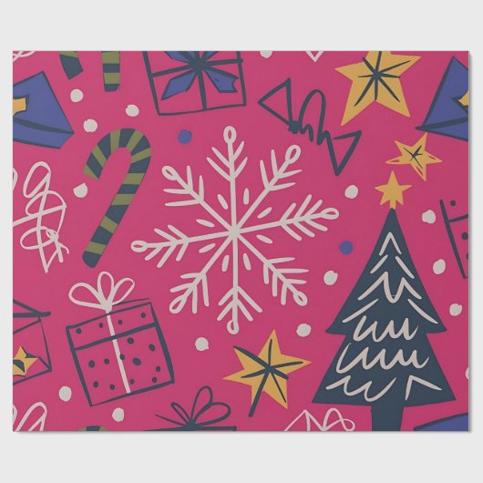 Pink Christmas fun Cadeaupapier (Vlak)