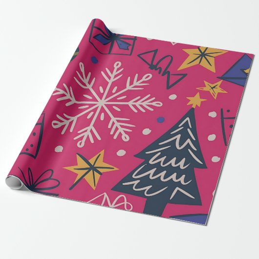 Pink Christmas fun Cadeaupapier (Uitgerold)