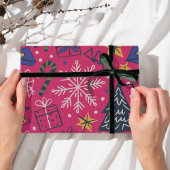 Pink Christmas fun Cadeaupapier
