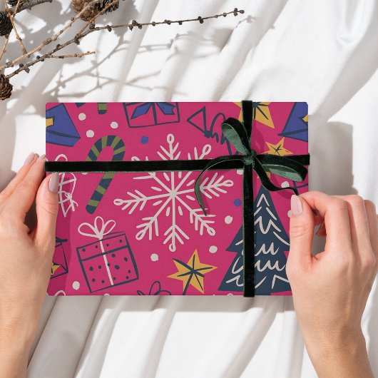 Pink Christmas fun Cadeaupapier