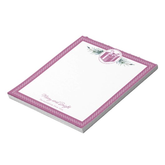 Pink Christmas Gift Personalized Notitieblok (Linkerzijde)