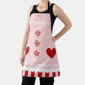 PINK CHRISTMAS GINGERBREAD All-Over Print Apron Schort (Insitu)