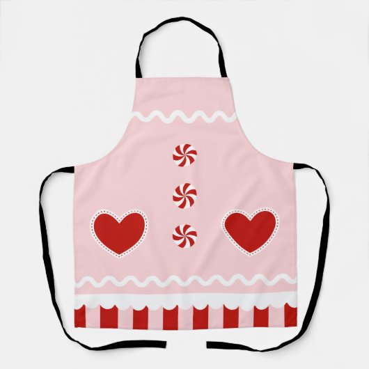 PINK CHRISTMAS GINGERBREAD All-Over Print Apron Schort (Voorkant)