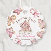 Pink Christmas Gingerbread Cookies Baby Shower Bedankjes Labels (Voorkant)